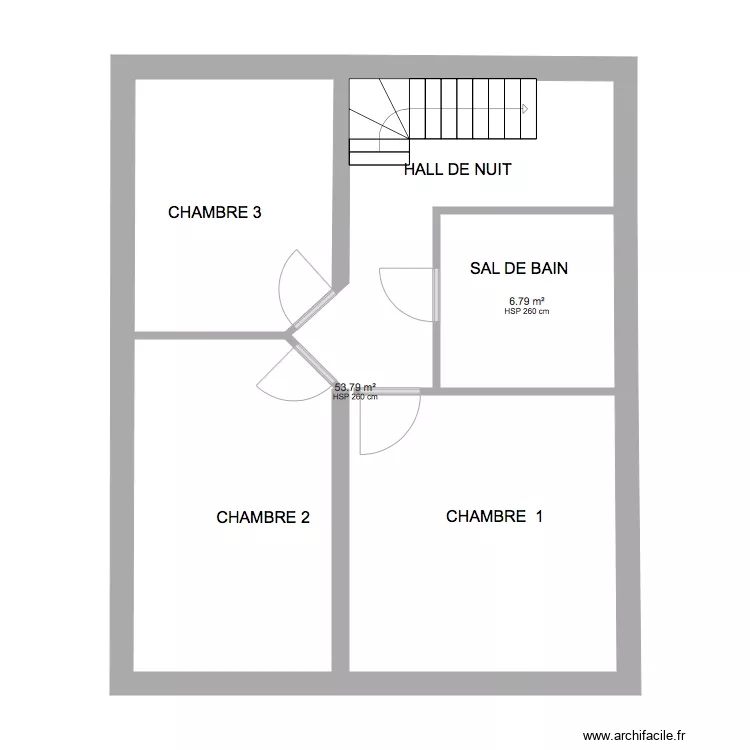 BELLE ETAGE COMBLE. Plan de 