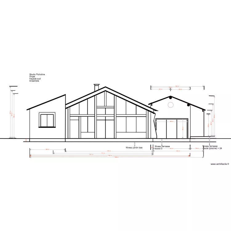Studio Picholine Projet 03 18 4 Fa&ccedil;ade Sud. Plan de 
