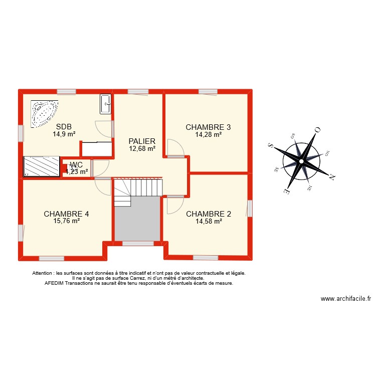 BI 9258 ETAGE PASCAL. Plan de 7 pièces et 80 m2