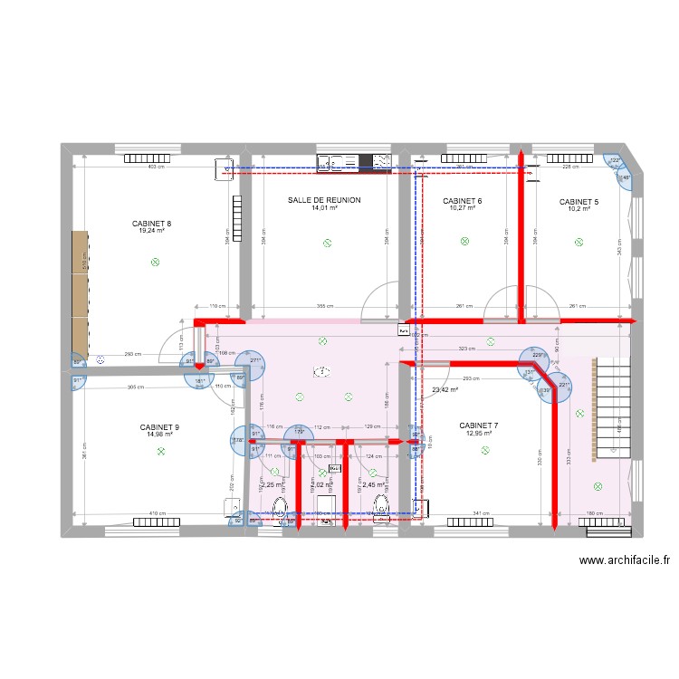 1 ER ETAGE mesure/electricité/plomberie. Plan de 10 pièces et 112 m2