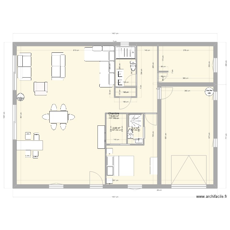 plan 2. Plan de 3 pièces et 130 m2