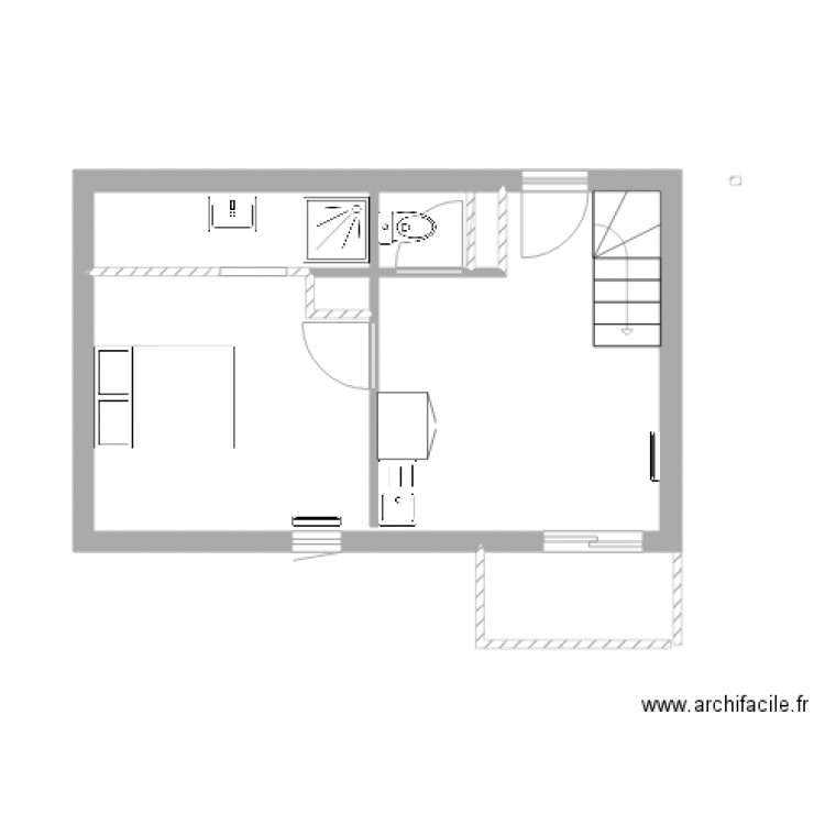 appartement gauche. Plan de 4 pièces et 27 m2