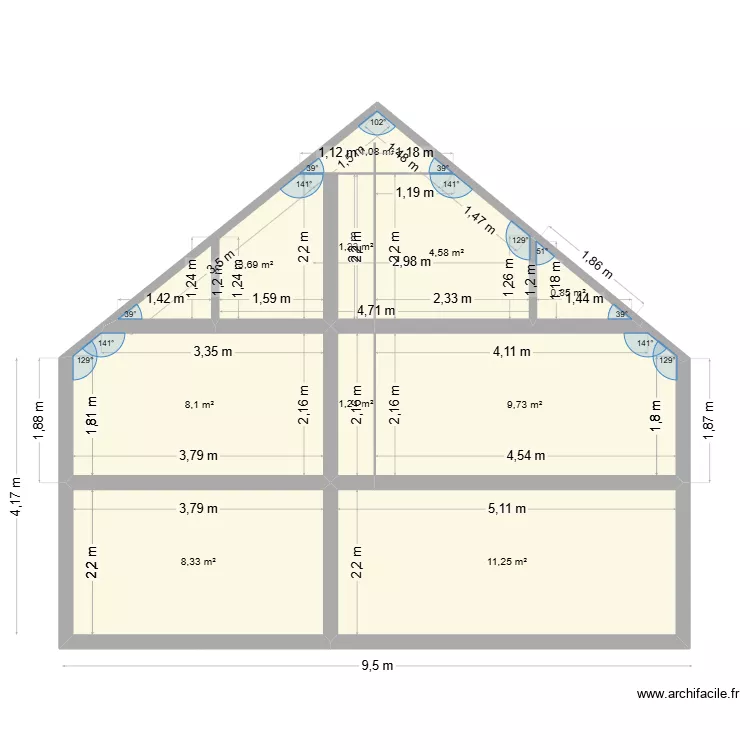 fa&ccedil;ade cotes. Plan de 