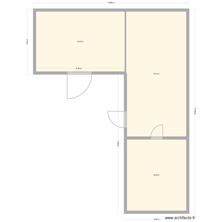 aaaaaa. Plan de 3 pièces et 175 m2