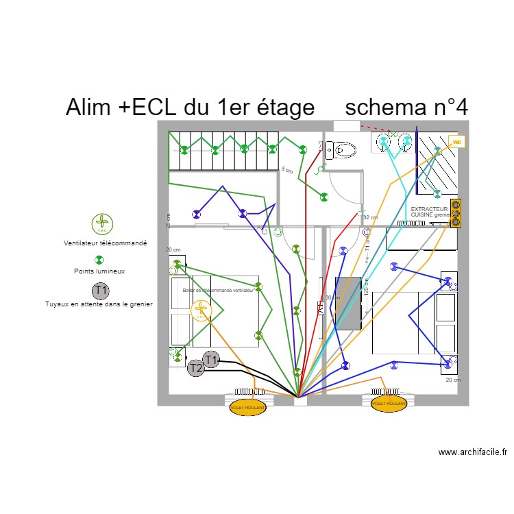 Alim et eclairage du 1er étage  4. Plan de 3 pièces et 31 m2