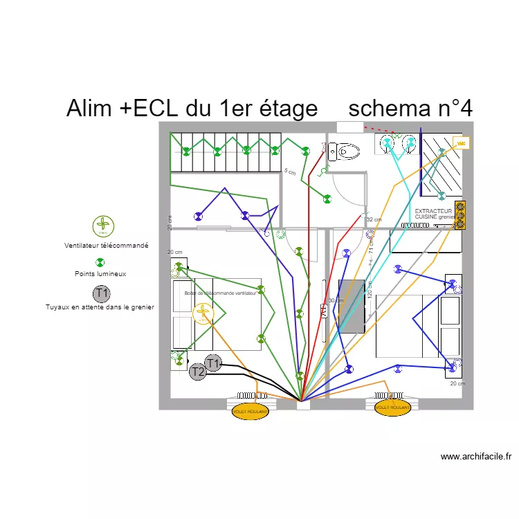 Alim et eclairage du 1er &eacute;tage  4. Plan de 