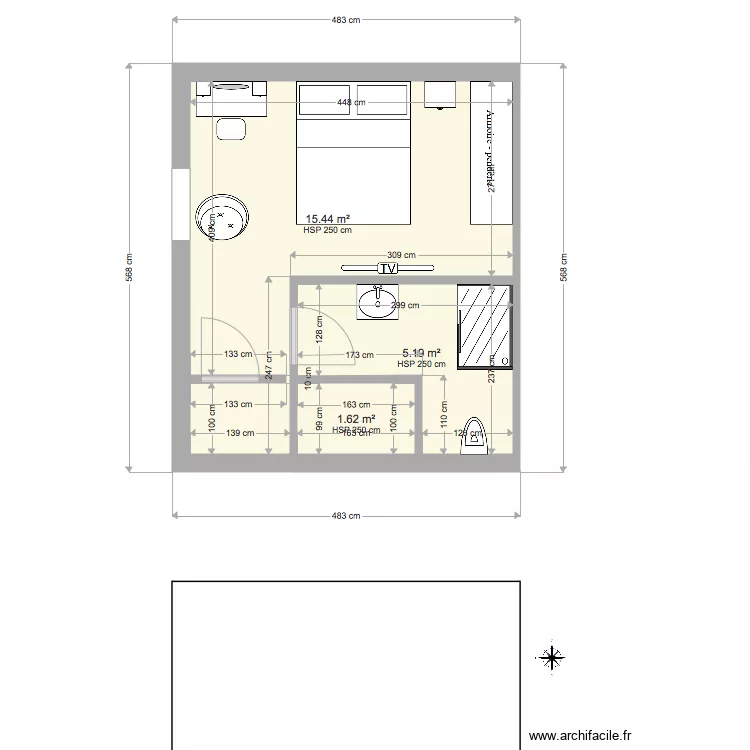 piece &eacute;t&eacute;. Plan de 
