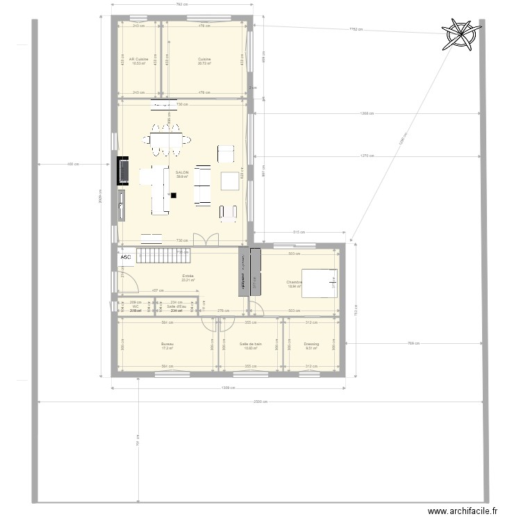 version JJ ENT COTE 08 01. Plan de 10 pièces et 175 m2