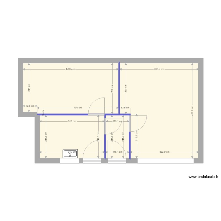 courtois existant. Plan de 0 pièce et 0 m2