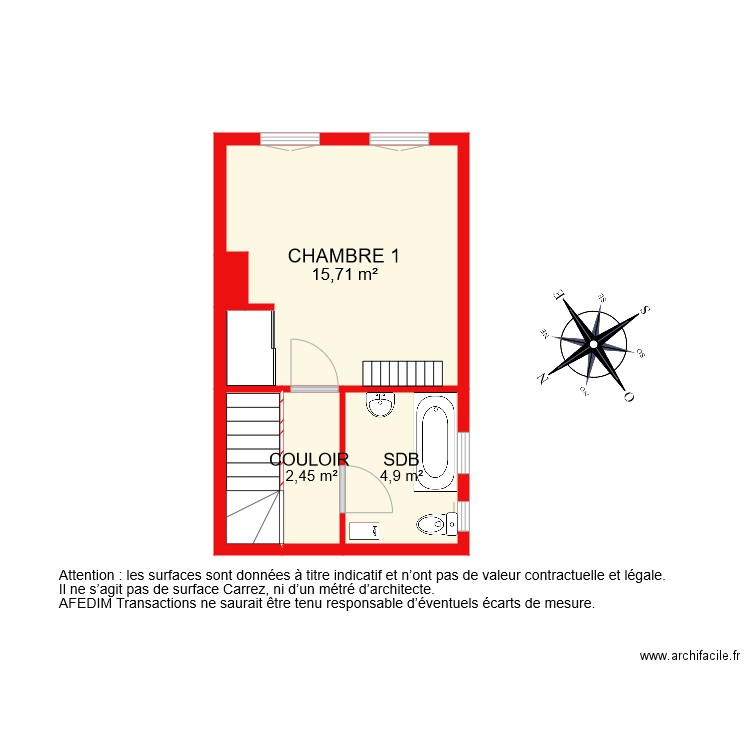 BI 7900 ETAGE 1. Plan de 5 pièces et 26 m2