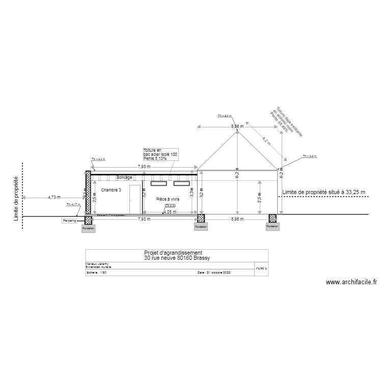 plan de coupe permis modif. Plan de 0 pièce et 0 m2