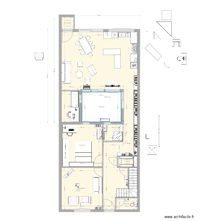 sdbRDCv2. Plan de 8 pièces et 119 m2