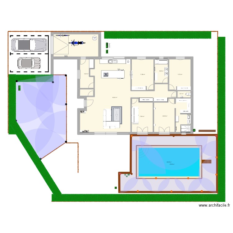 Réseau d'arrosage. Plan de 11 pièces et 273 m2