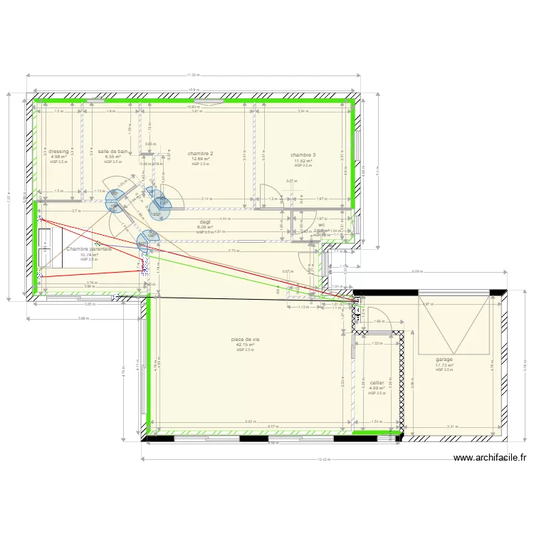 2lectricit&eacute; chambre parentale 23102021. Plan de 