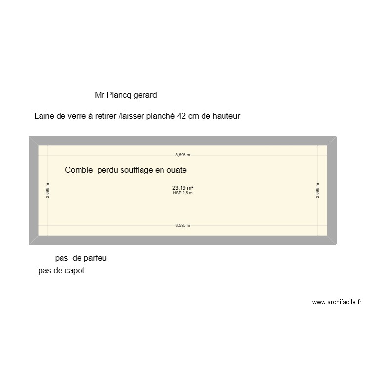 plancq bernard. Plan de 1 pièce et 23 m2