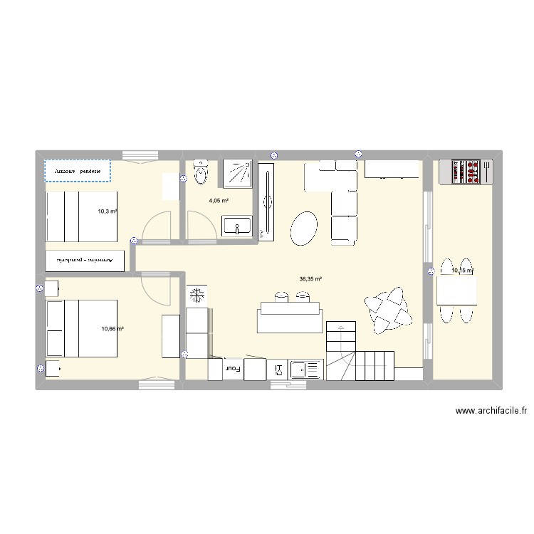 Eguilles 2. Plan de 5 pièces et 72 m2