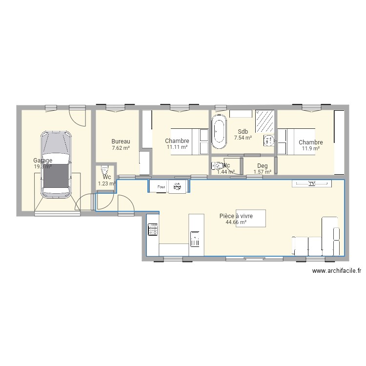 Maison t3 87m2 plus bureau. Plan de 0 pièce et 0 m2