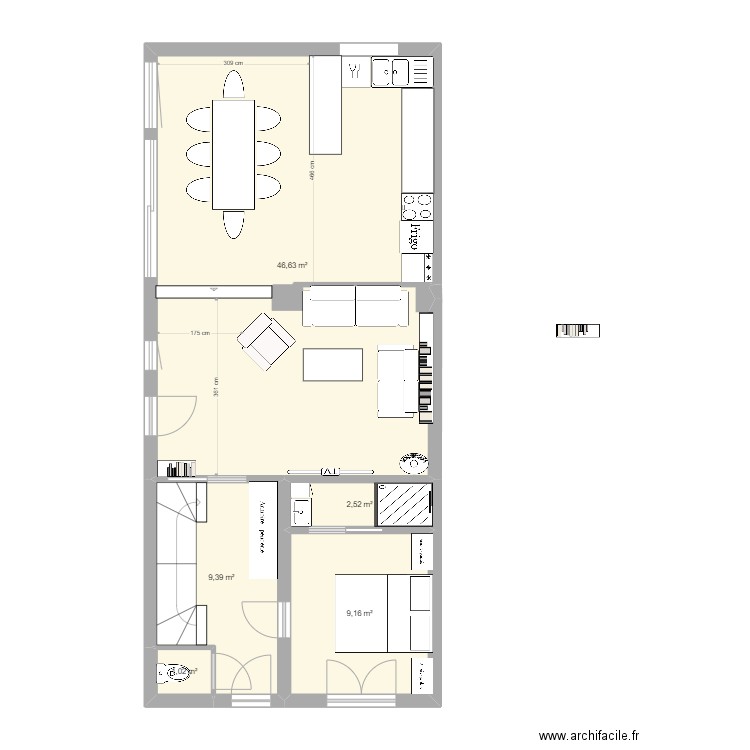 20 ImpM - rdc v1.1. Plan de 5 pièces et 69 m2