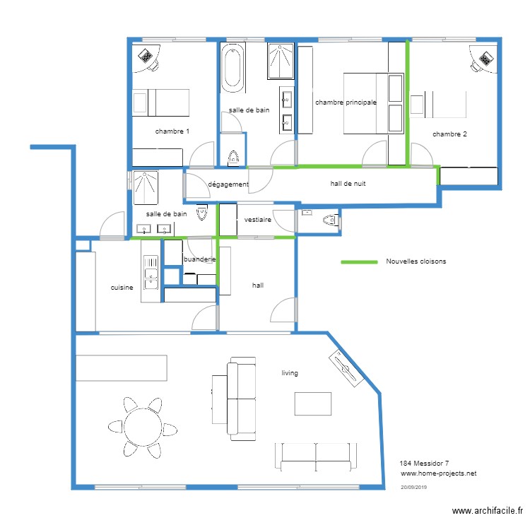 184 MESSIDOR ETAT PROJETE 7. Plan de 0 pièce et 0 m2