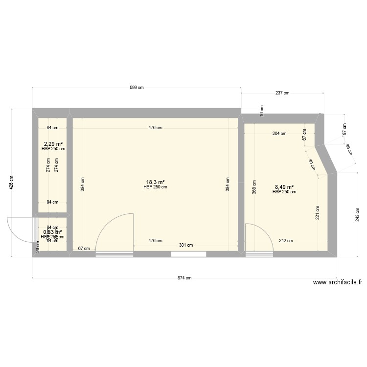 local cimetiere. Plan de 4 pièces et 30 m2