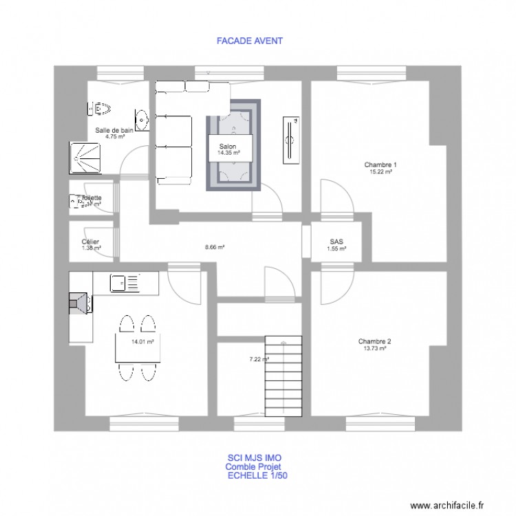 SCI MJS COMBLE PROJET. Plan de 0 pièce et 0 m2