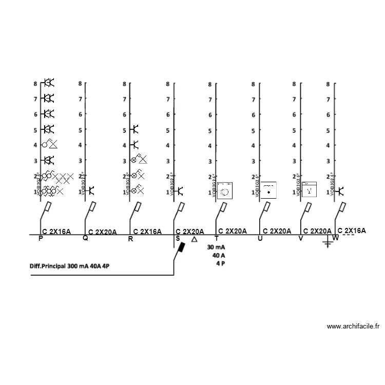 unifilaire tension troisxquatrecentneutre. Plan de 