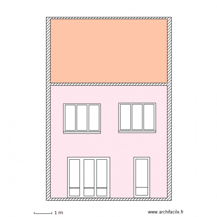 Facade arriere projet porte 1V. Plan de 0 pièce et 0 m2