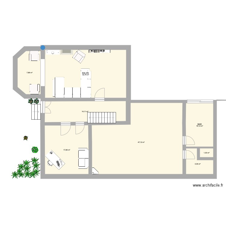 Rez pour cuisiniste. Plan de 14 pièces et 209 m2