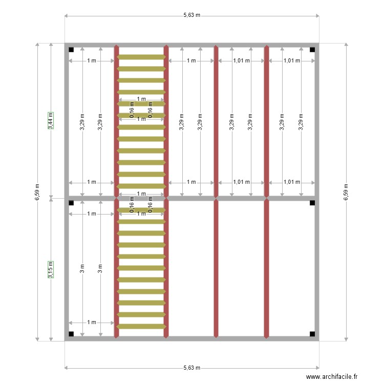 charpente 1er etage bati II solives. Plan de 0 pièce et 0 m2