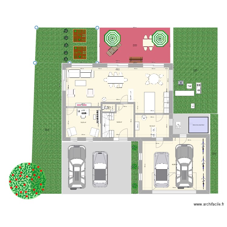 RDC v3. Plan de 6 pièces et 133 m2
