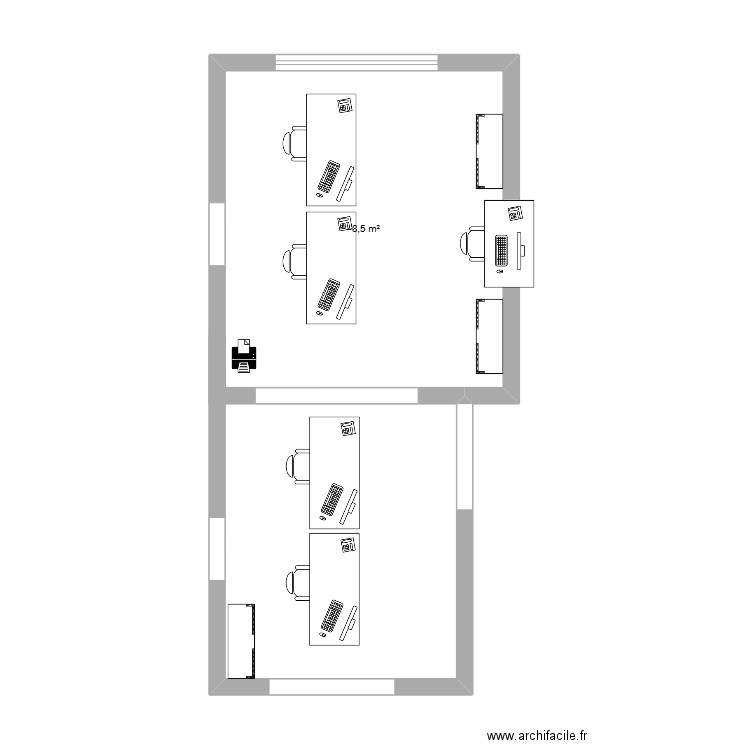 bureau pop. Plan de 1 pièce et 22 m2