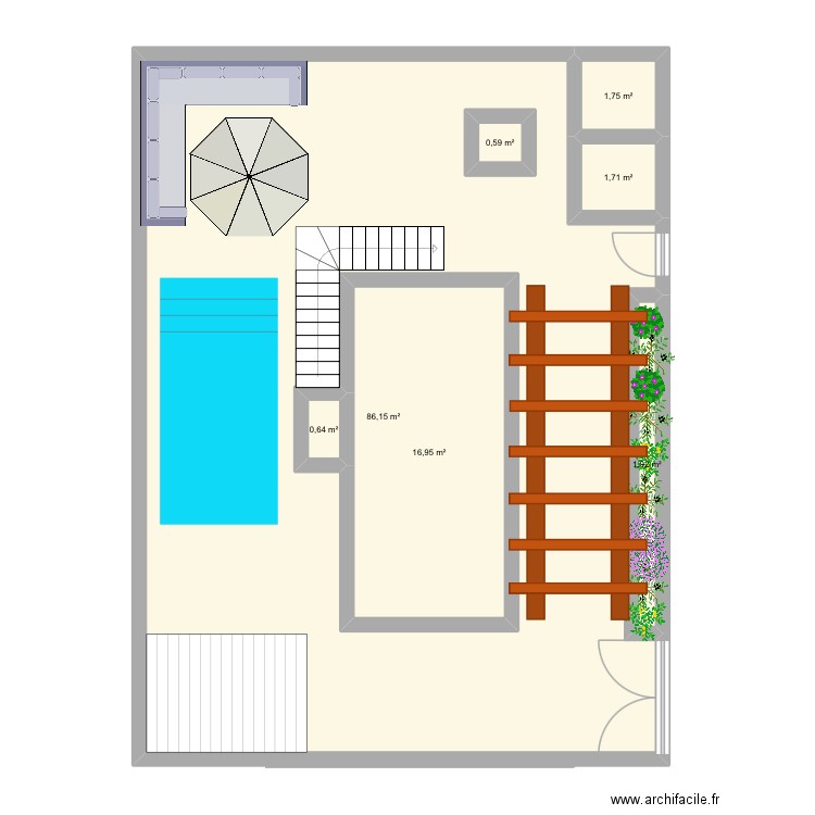 ppp. Plan de 7 pièces et 134 m2