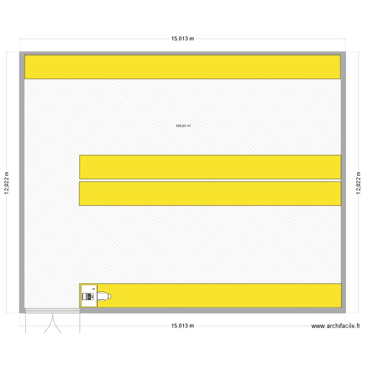 Magasin. Plan de 1 pièce et 170 m2