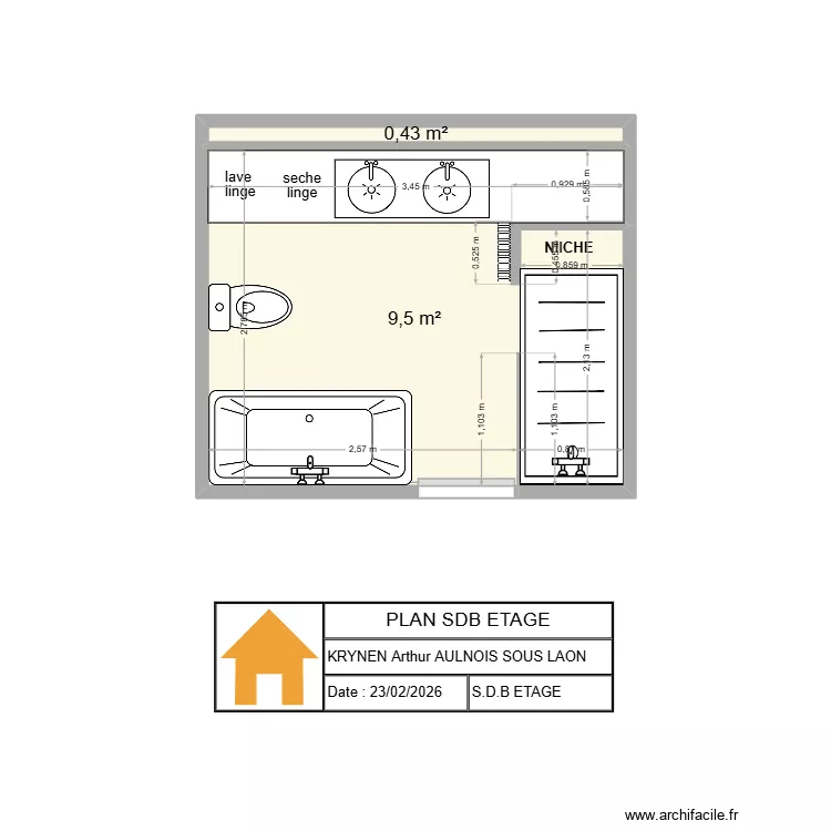PLAN SDB ETAGE. Plan de 2 et 10 m² PLAN SDB ETAGE. Plan de 2 et 10 m²