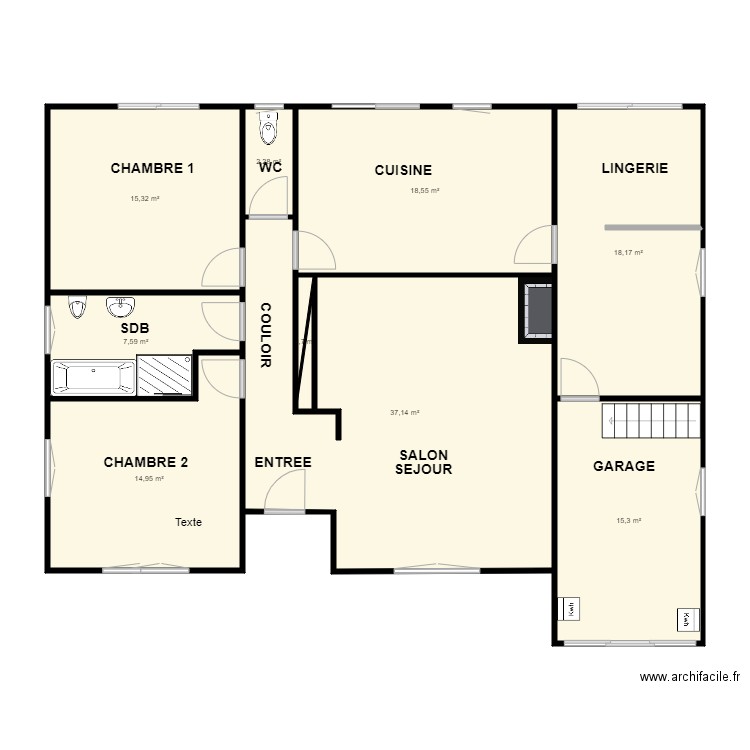 BRIAND. Plan de 9 pièces et 130 m2