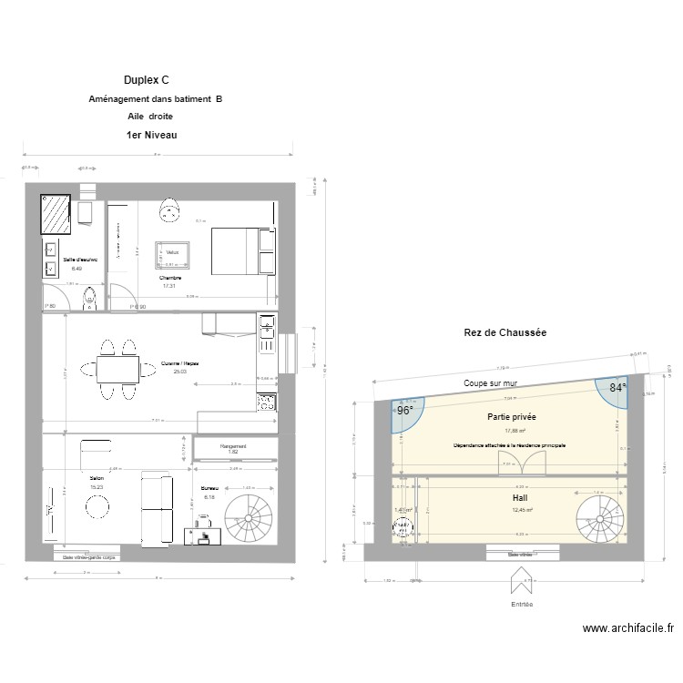 GFA BERTHOULET C. Plan de 3 pièces et 32 m2
