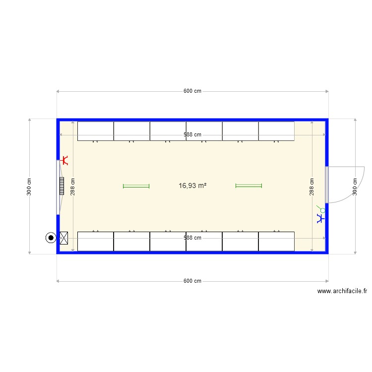 Commune Plombière. Plan de 1 pièce et 17 m2