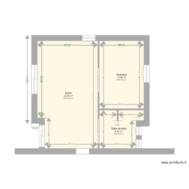 ACR ROUDIER. Plan de 3 pièces et 50 m2