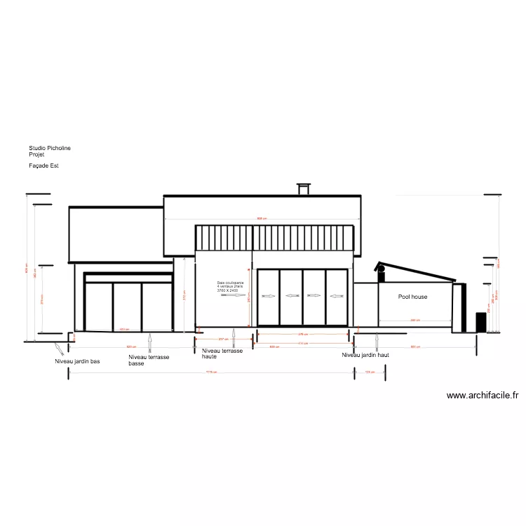 Studio Picholine Projet 07 18 1 Fa&ccedil;ade est . Plan de 