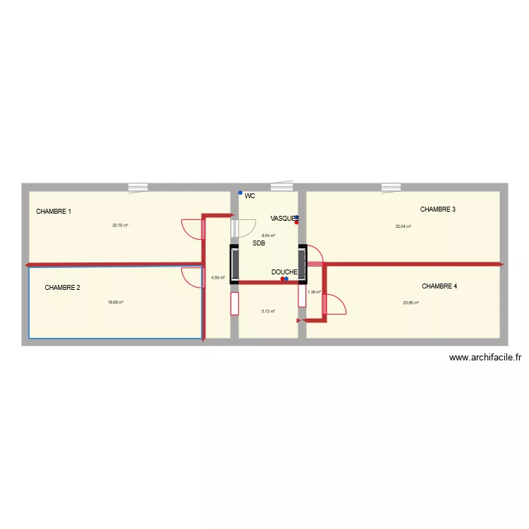 &eacute;tage plomberie. Plan de 