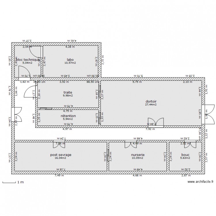 chevrerie type longitudinal. Plan de 0 pièce et 0 m2