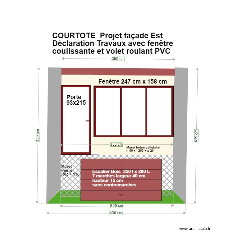 COURTOTE FACADE OUEST DECLARATION TRAVAUX avec fenetre. Plan de 0 pièce et 0 m2