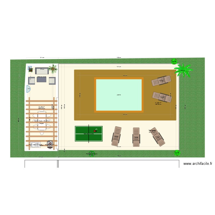 terasse 1. Plan de 3 pièces et 164 m2