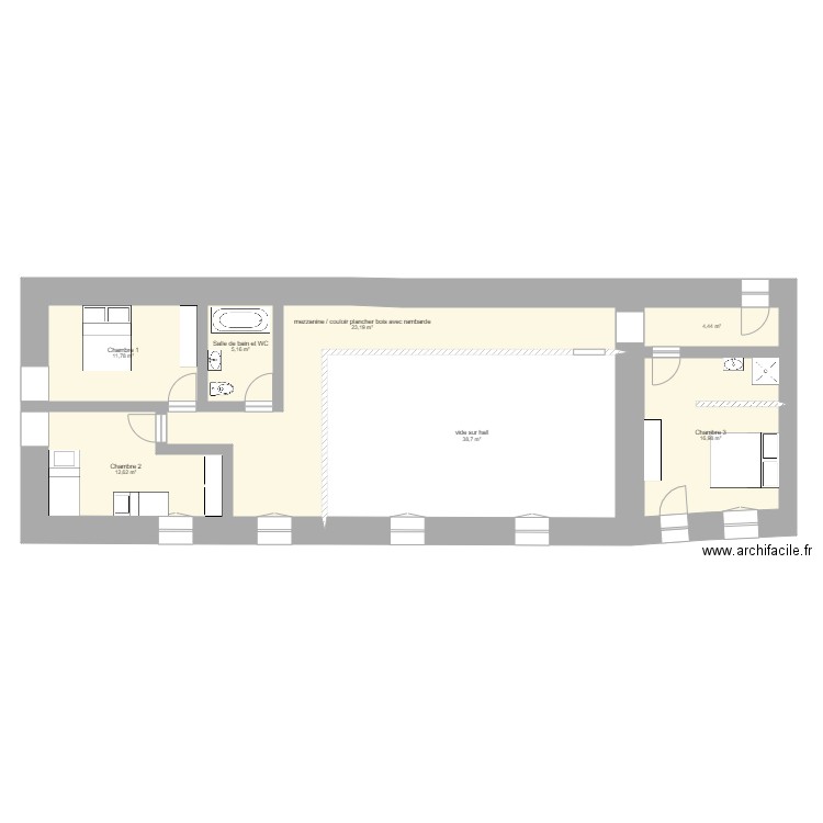 Saint Front étage. Plan de 7 pièces et 113 m2