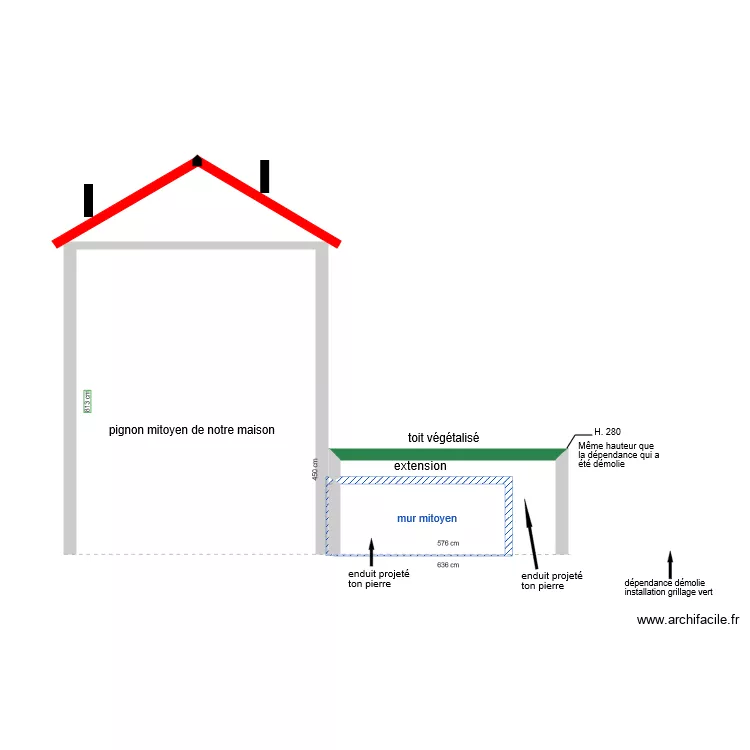 DP4 NO Plan de fa&ccedil;ade Nord Ouest PROJET. Plan de 