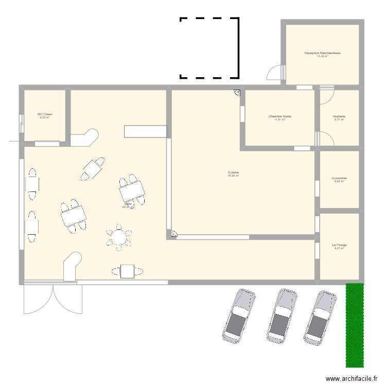 Plan du restaurant. Plan de 8 pièces et 195 m2