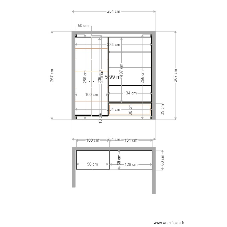 armoire chambre . Plan de 0 pièce et 0 m2