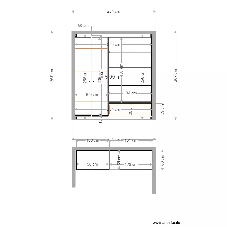 armoire chambre . Plan de 