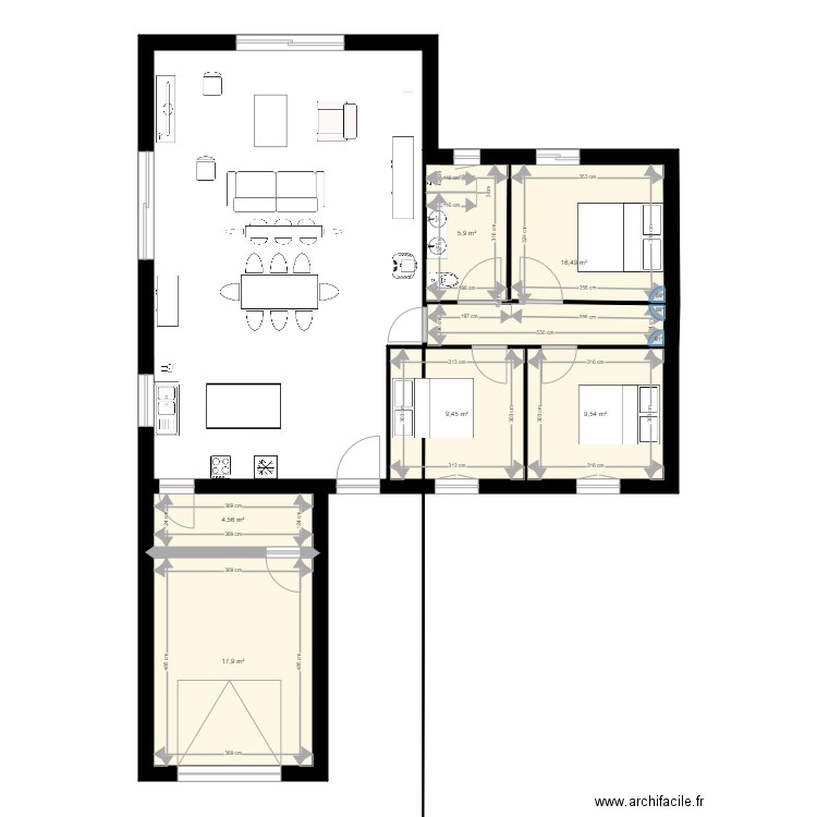 maison jlb 2. Plan de 6 pièces et 64 m2