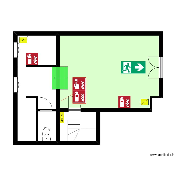 BZA Athènes RdC. Plan de 2 pièces et 33 m2